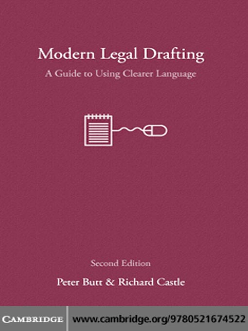 Title details for Modern Legal Drafting by Peter Butt - Available